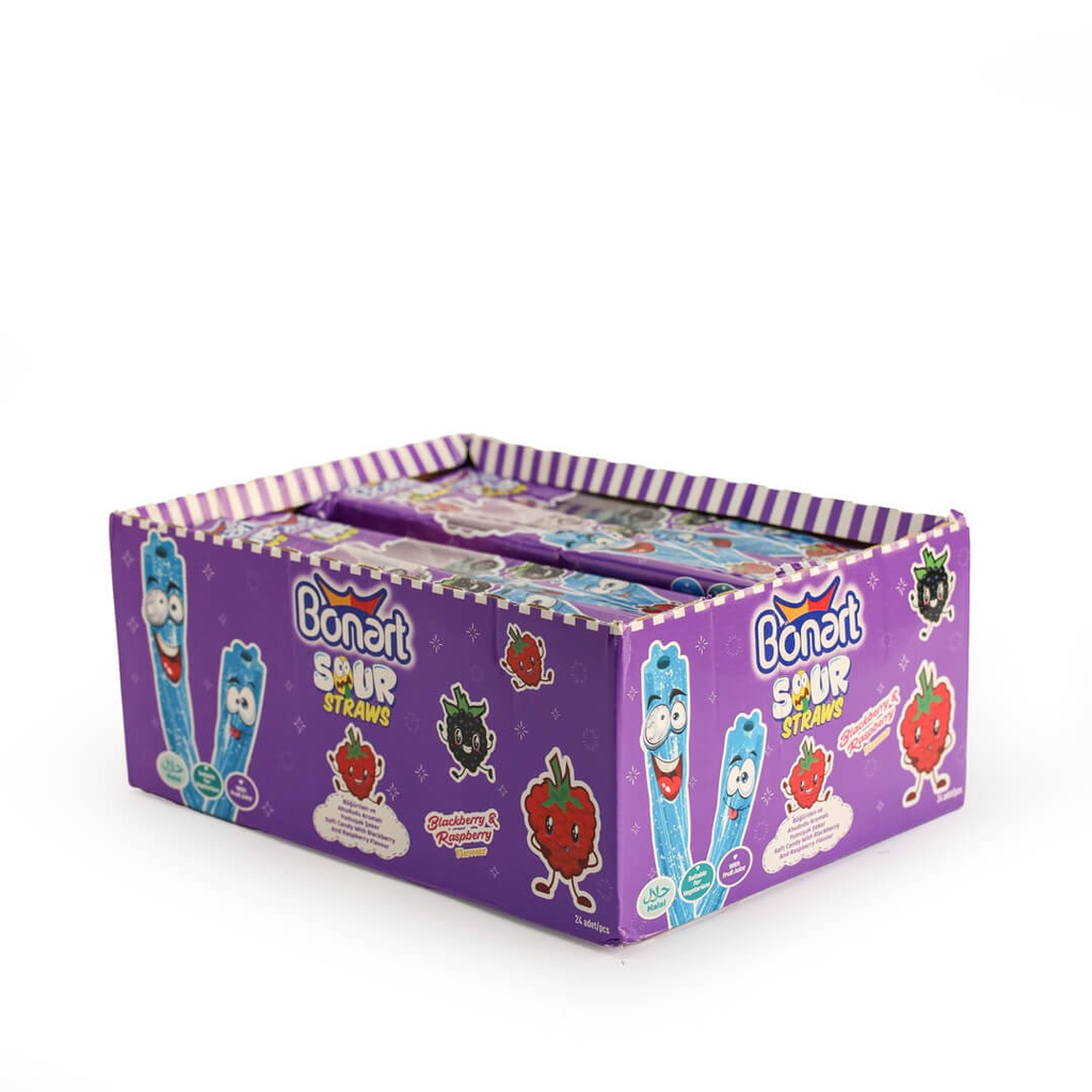 Bonart Sour Straws Raspberry-Blackberry Bag (Licorice) - 30g