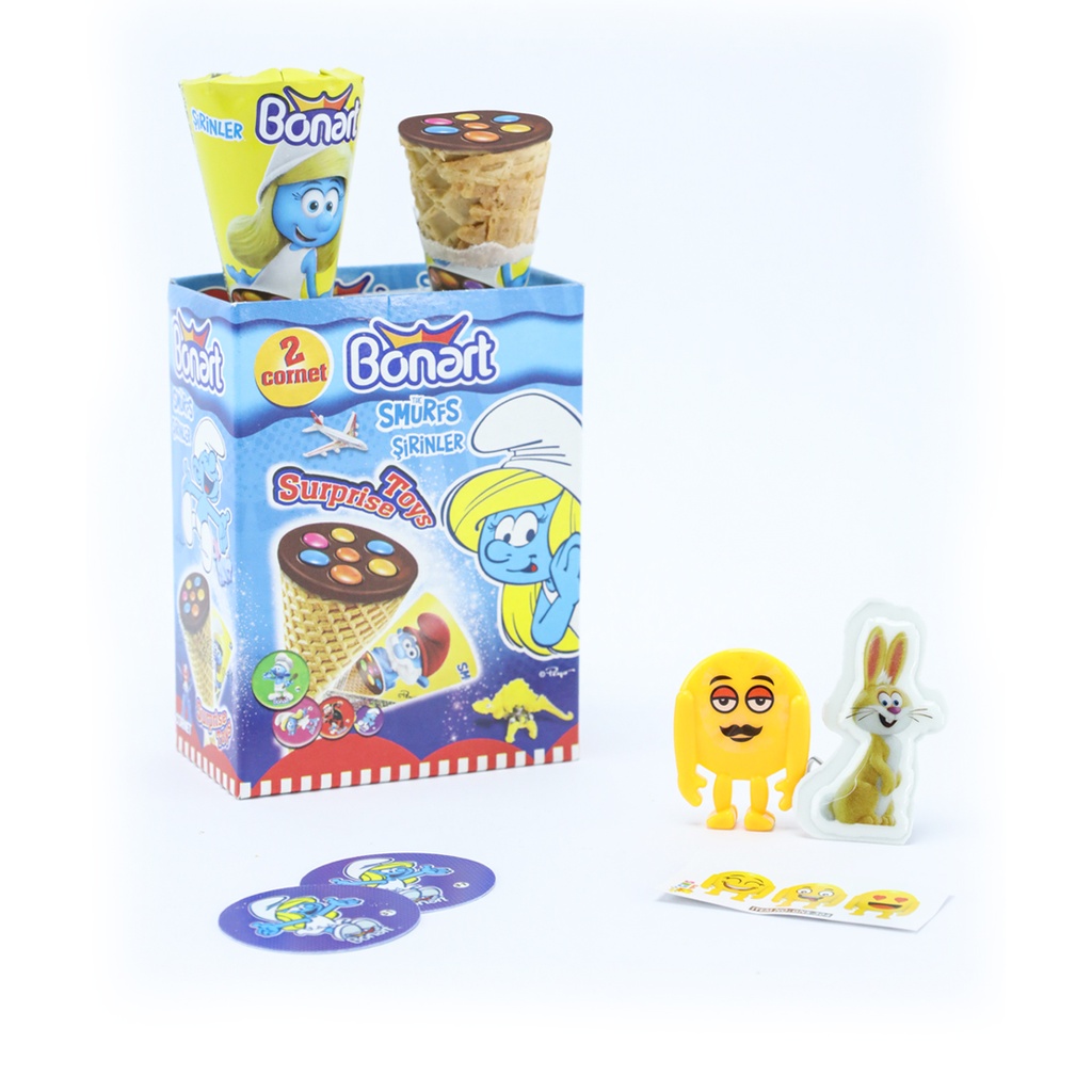 Bonart Smurfs Cornet Wafer with Cocoa Cream & Surprise Toys - 50g