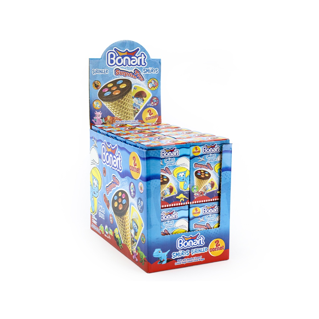 Bonart Smurfs Cornet Wafer with Cocoa Cream & Surprise Toys - 50g