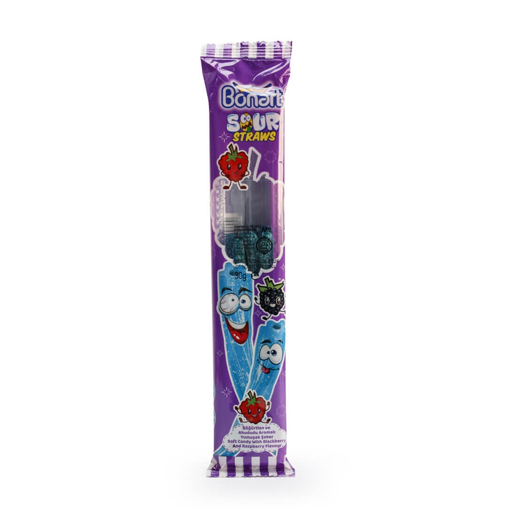 Bonart Sour Straws Raspberry-Blackberry Bag (Licorice) - 30g