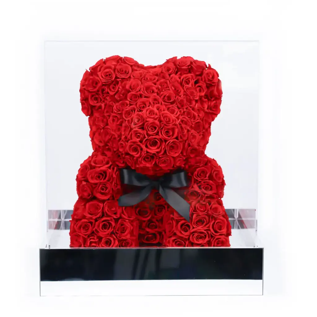 Preserve Flower Teddy Bear Box Decoration